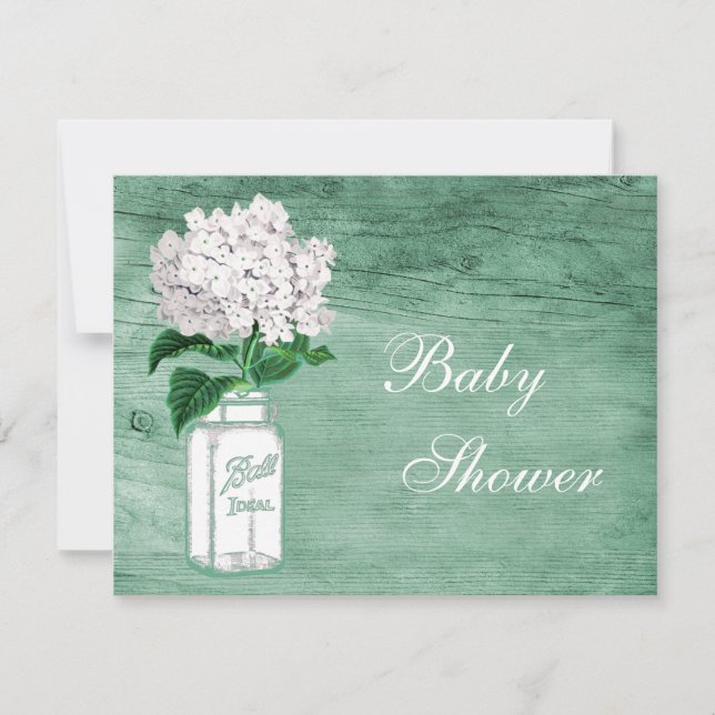 Invitation Baby shower de menthe rustique Mason Jar et Hydran (Devant)