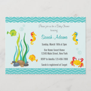 Invitation Baby shower de mer Océan Bleu