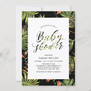 Invitation Baby shower de modèle floral tropical