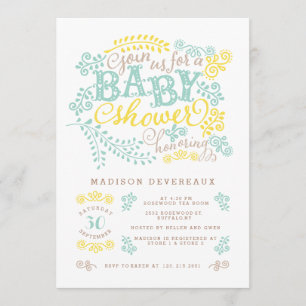 Invitation Baby shower de Monnaie Jaune Neutral Sexe