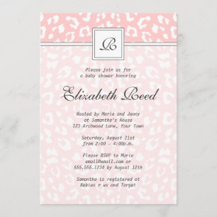Invitation Baby shower de monogramme Empreinte de léopard ros