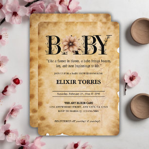 Invitation Baby shower de monogramme Vintage pour bébé