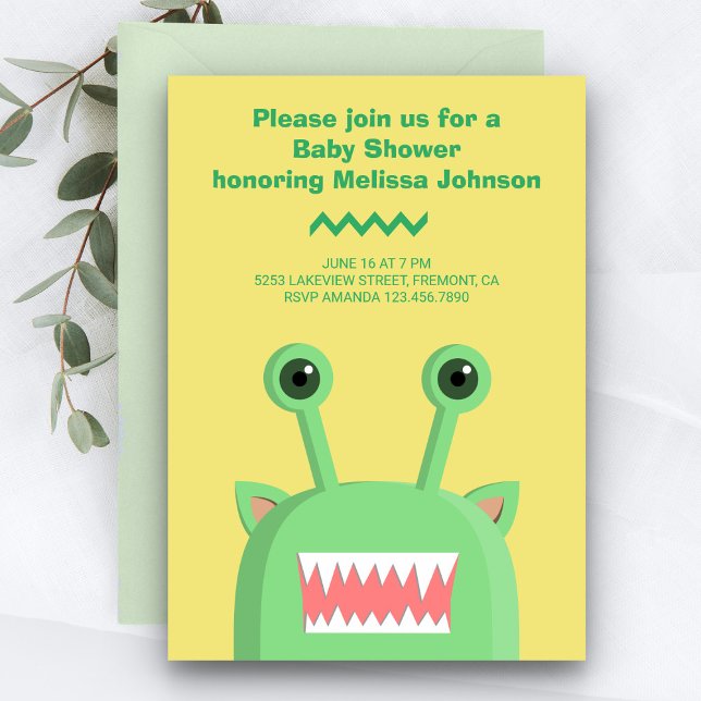 Invitation Baby Shower de Monstre Mignon et Drôle (Créateur téléchargé)