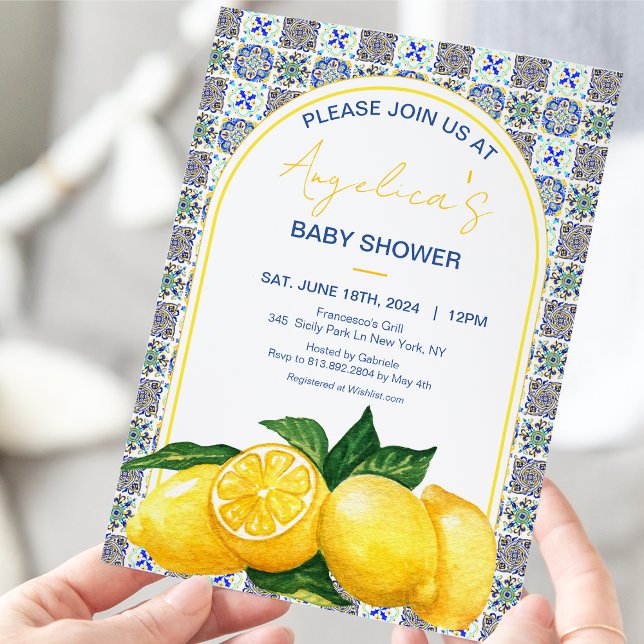 Invitation Baby shower de mosaïque de citron méditerranéen it (Créateur téléchargé)