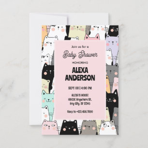 Invitation Baby shower de motif de chat drôle