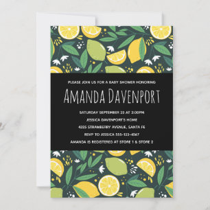 Invitation Baby shower de Motif de citron jaune et de citron 