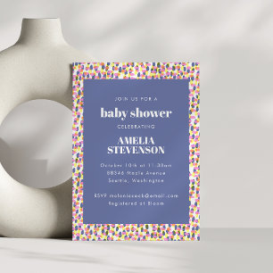 Invitation Baby shower de Motif de points Abstrait violet Jou