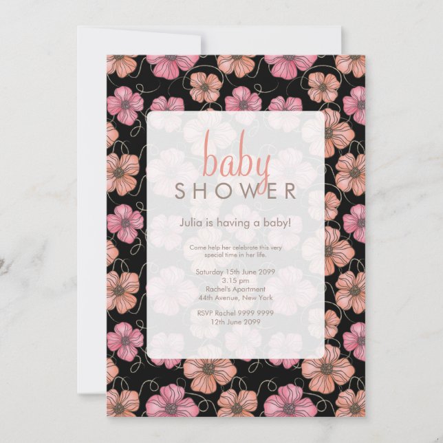 Invitation Baby shower de motifs floraux aquarelle (Devant)