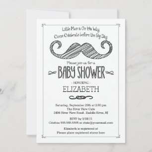 Invitation Baby shower de Moustache moderne