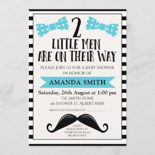 Invitation Baby shower de moustache Twins Little M