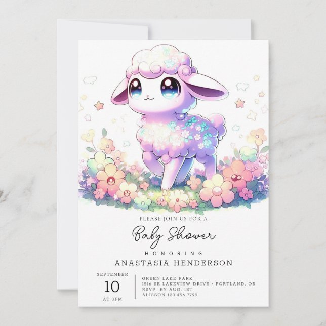 Invitation Baby shower de mouton Imaginaire (Devant)