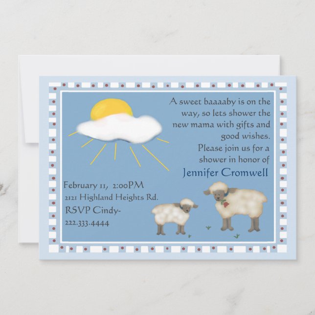 Invitation baby shower de moutons doux (Devant)