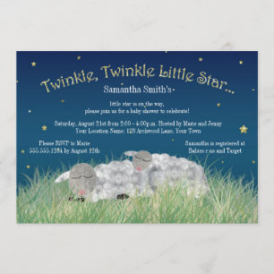 Invitation Baby shower de moutons mignons de la petite étoile