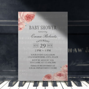 Invitation Baby shower de musique élégant Floral