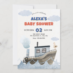 Invitation Baby shower de navire mignon