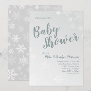 Invitation Baby shower de neige d'hiver gris neutre pour le s
