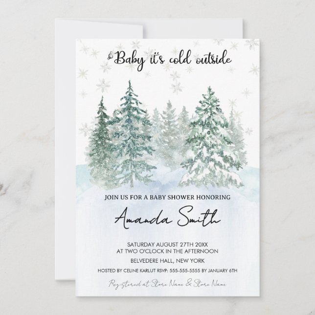 Invitation Baby shower de neige d'hiver minimal