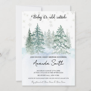 Invitation Baby shower de neige d'hiver minimal