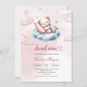 Invitation Baby shower de neuf filles de l'ours en peluche qu