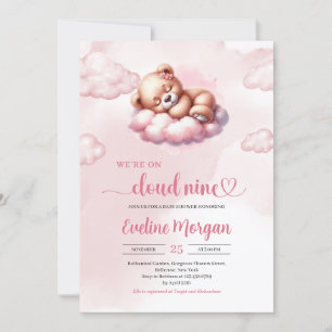Invitation Baby shower de neuf filles de l'ours en peluche qu