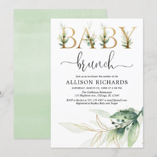 Invitation Baby shower de neutre de genre de verdure de