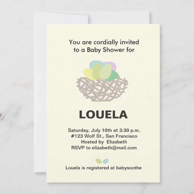 Invitation baby shower de nid (Devant)