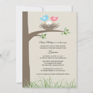 Invitation Baby shower de nid d'oiseaux
