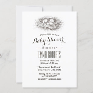 Invitation Baby shower de nid d'oiseaux