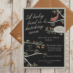 Invitation Baby shower de nid d'oiseaux cardinal de Woodland