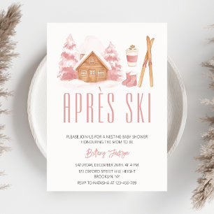 Invitation Baby shower de nidification d'hiver rose Apres Ski