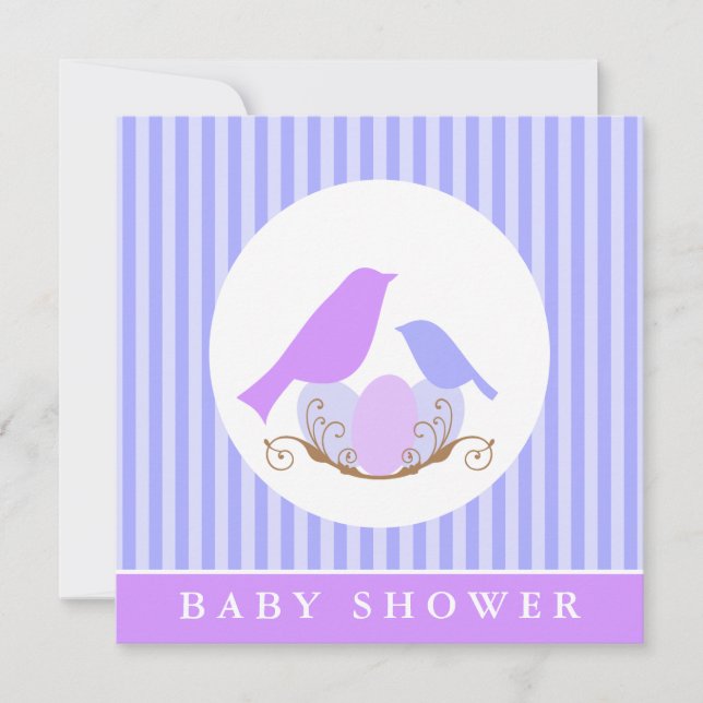 Invitation Baby shower de nids d'oiseaux (Devant)
