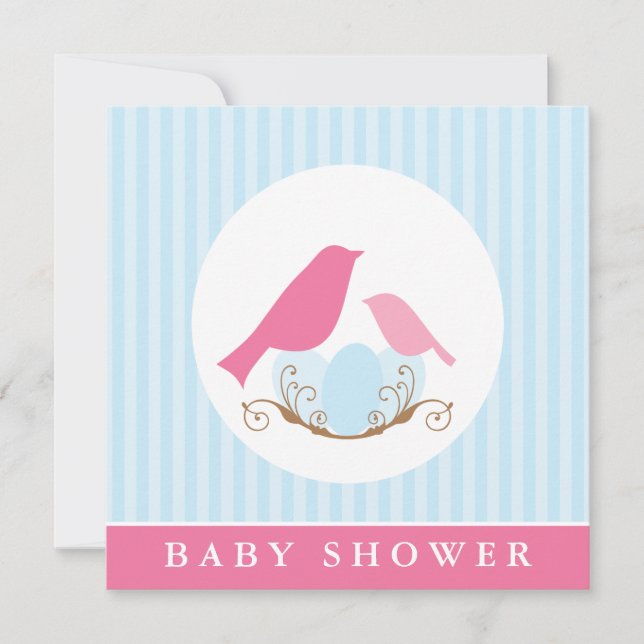 Invitation Baby shower de nids d'oiseaux (Devant)