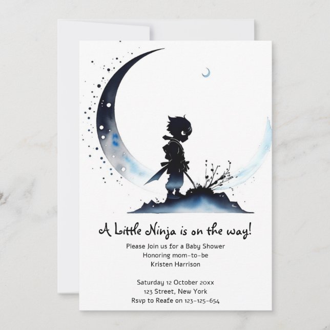 Invitation Baby shower de Ninja (Devant)