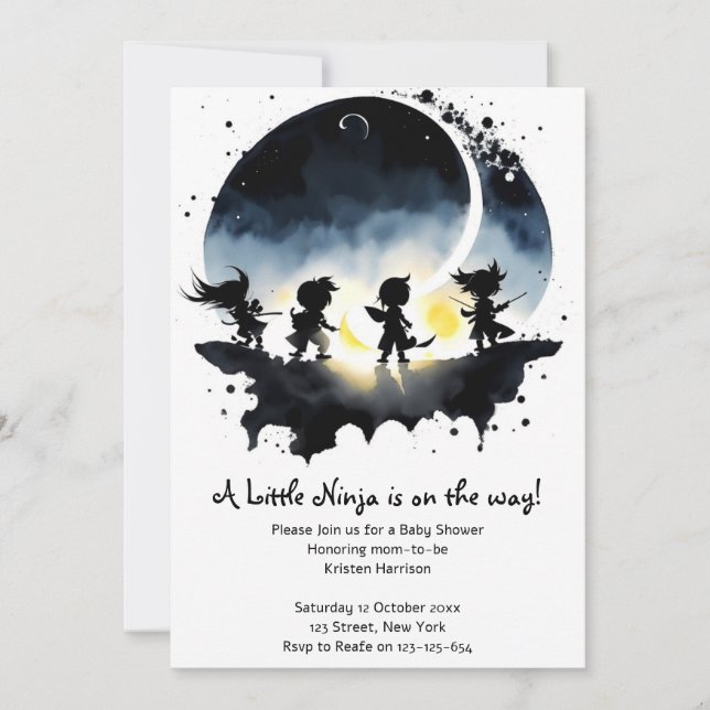 Invitation Baby shower de Ninja (Devant)