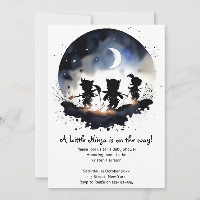 Invitation Baby shower de Ninja (Devant)