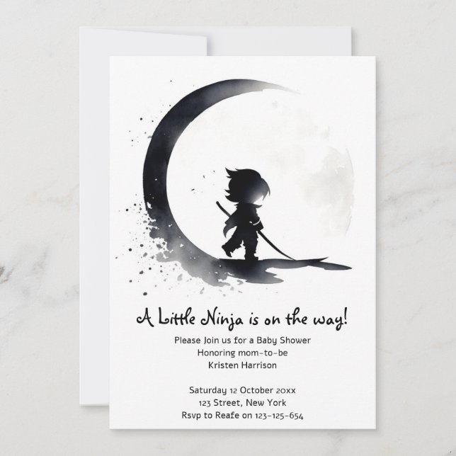 Invitation Baby shower de Ninja (Devant)