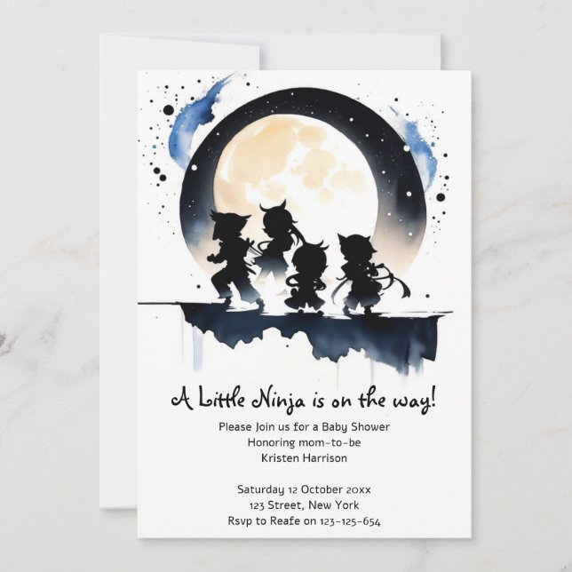 Invitation Baby shower de Ninja (Devant)