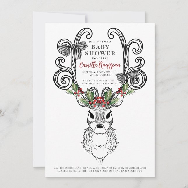 Invitation Baby shower de Noël (Devant)