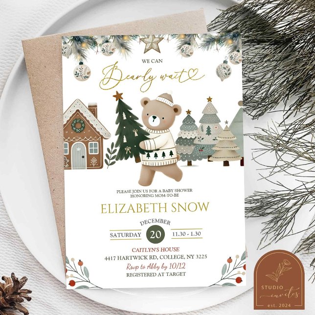 Invitation Baby Shower de Noël à peine attendu (Créateur téléchargé)