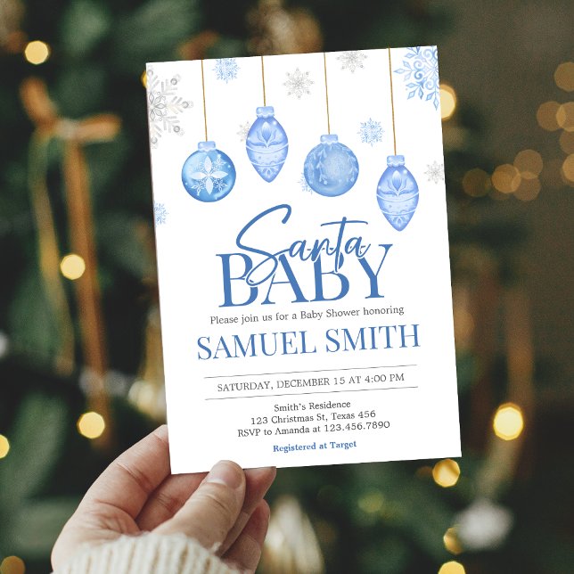Invitation Baby shower de Noël bébé Père Noël (Santa Baby Christmas Baby Shower Invitation)
