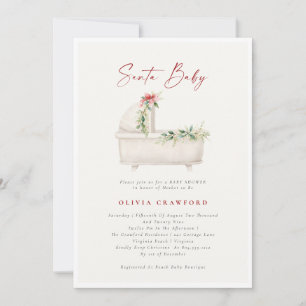 Invitation Baby shower de Noël bébé Père Noël Watercolor