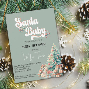 Invitation Baby shower de Noël Boho Retro