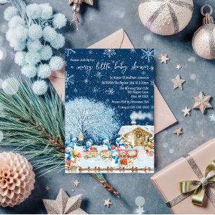 Invitation Baby Shower de Noël Bonhommes de Neige