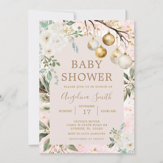 Invitation Baby shower de Noël de l'ornement d'hiver (Devant)