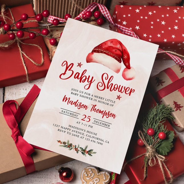Invitation Baby shower de Noël de Santa Hat (Créateur téléchargé)