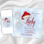 Invitation Baby shower de Noël de Santa Hat et Snowflakes<br><div class="desc">Adorable chapeau de Père Noël rouge et jolies flocons de neige sans sexe invitation baby shower de Noël neutre. Cette belle invitation de baby shower de flocon de neige est idéale pour une fille ou un garçon, et aussi pour un genre de Noël révéler baby shower. Vous pouvez facilement customiser...</div>