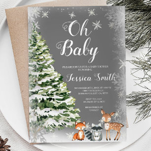 Invitation Baby shower de Noël des flocons blancs d'hiver