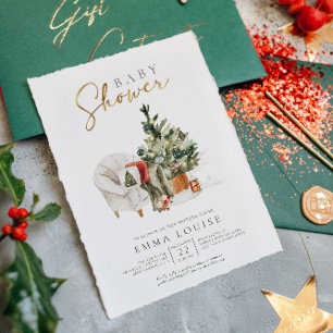 Invitation Baby shower de Noël d'hiver