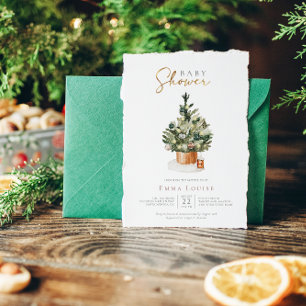 Invitation Baby shower de Noël d'hiver