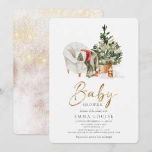 Invitation Baby shower de Noël d'hiver